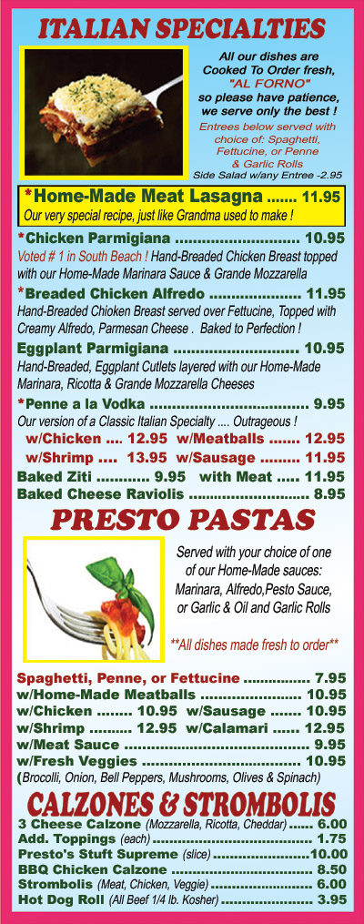 pasta lasagna delivery menu miami beach sobe south beach take out 33139