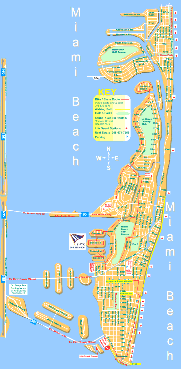 miami beach street map- north and south miami beach